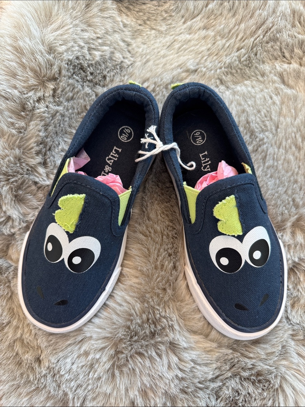 Lily & Dan Navy Slip-On Sneakers with Green Accent and Eye Graphic. BRAND NEW - Picture 2 of 6